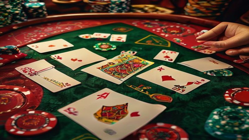 Bàn game bài Tiến Lên với các bộ bài trên bàn